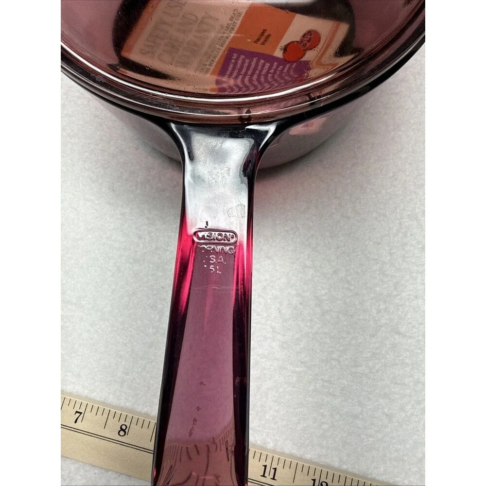Corning Visions Cranberry Glass Cookware Set 1.5L Dutch Oven Lid 2 0.5L Saucepan